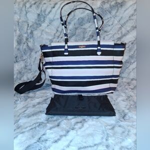 Kate Spade Black, Blue, Pink and White Striped Baby Bag